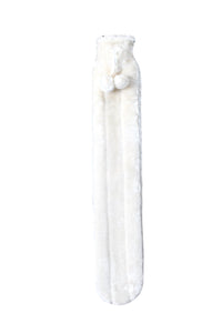Extra Long 2L Hot Water Bottle with Plush Faux Fur Cover for Cosy Nights Natural Rubber UK Safe Tested Soft Fleece Ideal Gift for Adults Kids by OLIVIA ROCCO CREAM Hot Water Bottle