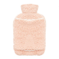 Teddy Fleece Hot Water Bottle with Hand Warmer Pocket Luxurious 2L Natural Rubber for Winter Comfort Natural Rubber UK Safe Tested Ideal Gift for Adults Kids by OLIVIA ROCCO PINK Hot Water Bottle