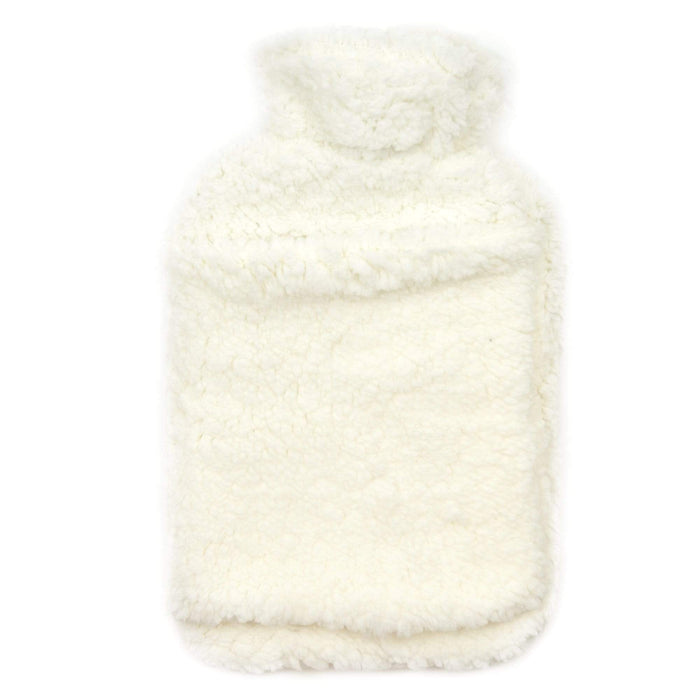 Teddy Fleece Hot Water Bottle with Hand Warmer Pocket Luxurious 2L Natural Rubber for Winter Comfort Natural Rubber UK Safe Tested Ideal Gift for Adults Kids by OLIVIA ROCCO CREAM Hot Water Bottle