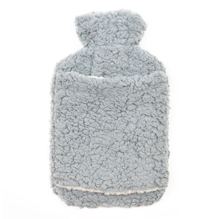 Teddy Fleece Hot Water Bottle with Hand Warmer Pocket Luxurious 2L Natural Rubber for Winter Comfort Natural Rubber UK Safe Tested Ideal Gift for Adults Kids by OLIVIA ROCCO GREY Hot Water Bottle