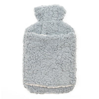 Teddy Fleece Hot Water Bottle with Hand Warmer Pocket Luxurious 2L Natural Rubber for Winter Comfort Natural Rubber UK Safe Tested Ideal Gift for Adults Kids by OLIVIA ROCCO GREY Hot Water Bottle