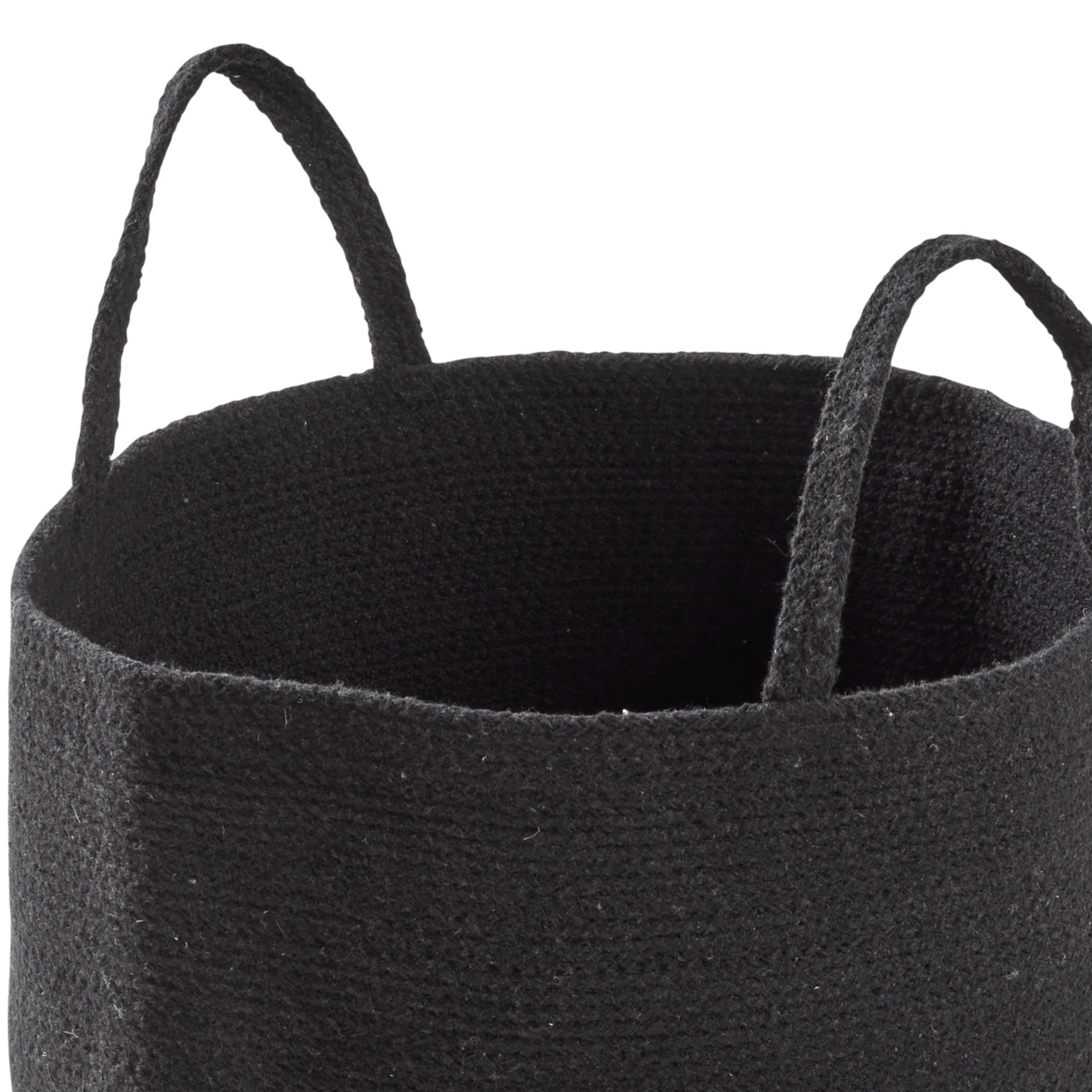 Large Woven Cotton Laundry Basket with Handles Durable Rope Storage Bin for Clothes Toys Household Items Versatile Organizer in Black Grey Natural OLIVIA ROCCO Laundry Basktets