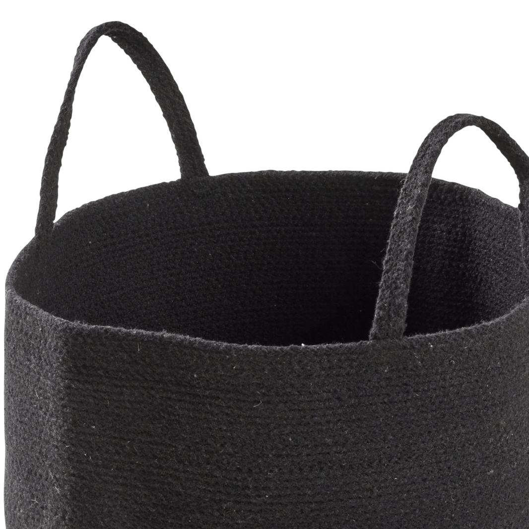 Large Woven Cotton Laundry Basket with Handles Durable Rope Storage Bin for Clothes Toys Household Items Versatile Organizer in Black Grey Natural OLIVIA ROCCO Laundry Basktets