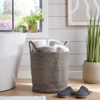 Large Woven Cotton Laundry Basket with Handles Durable Rope Storage Bin for Clothes Toys Household Items Versatile Organizer in Black Grey Natural OLIVIA ROCCO GREY Laundry Basktets