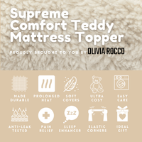 Supreme Comfort Extra Deep Dual-Sided Fluffy Teddy Mattress Topper for Warmth and Cooling OEKO-TEX Certified Fits Single Double King Super King by OLIVIA ROCCO Mattress Topper