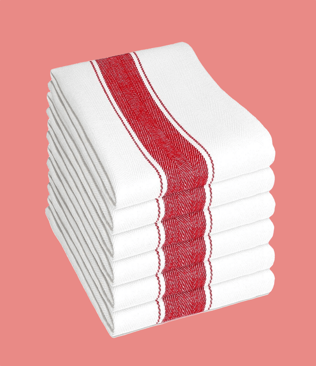 Pack of 6 Herringbone 100 Cotton High Absorbency Tea Towels Durable Luxurious Kitchen Dish Cloths 50 x 75 cm by OLIVIA ROCCO RED Tea Towel
