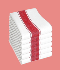 Pack of 6 Herringbone 100 Cotton High Absorbency Tea Towels Durable Luxurious Kitchen Dish Cloths 50 x 75 cm by OLIVIA ROCCO RED Tea Towel