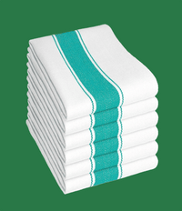 Pack of 6 Herringbone 100 Cotton High Absorbency Tea Towels Durable Luxurious Kitchen Dish Cloths 50 x 75 cm by OLIVIA ROCCO GREEN Tea Towel