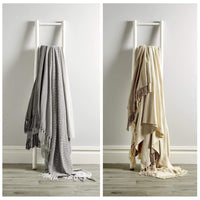 Handwoven Large Check Pure Indian Cotton Throw Blanket with Tassels Eco-Friendly Home Decor in Multiple Sizes by OLIVIA ROCCO Throw