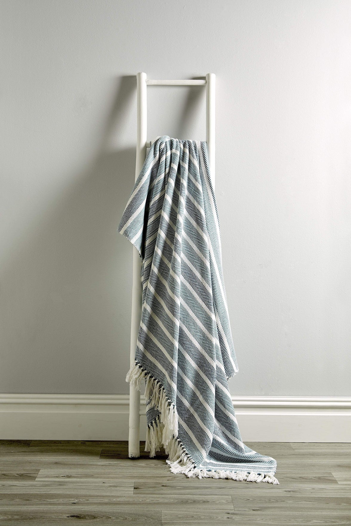 Stripe Handwoven Pure Cotton Throw Blanket with Tassells Eco-Friendly Perfect for Sofa Bed and Home Decor Available in Multiple Sizes and Calming Colours by OLIVIA ROCCO 127 x 152 cm / TEAL Throw