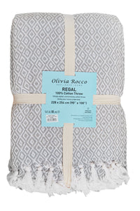Regal Handwoven Pure Cotton Throw Blanket with Diamond Geometric Pattern Eco-Friendly Durable Bedspread Sofa Cover in Multiple Sizes by OLIVIA ROCCO Throw