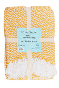 Regal Handwoven Pure Cotton Throw Blanket with Diamond Geometric Pattern Eco-Friendly Durable Bedspread Sofa Cover in Multiple Sizes by OLIVIA ROCCO Throw