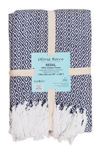 Regal Handwoven Pure Cotton Throw Blanket with Diamond Geometric Pattern Eco-Friendly Durable Bedspread Sofa Cover in Multiple Sizes by OLIVIA ROCCO Throw