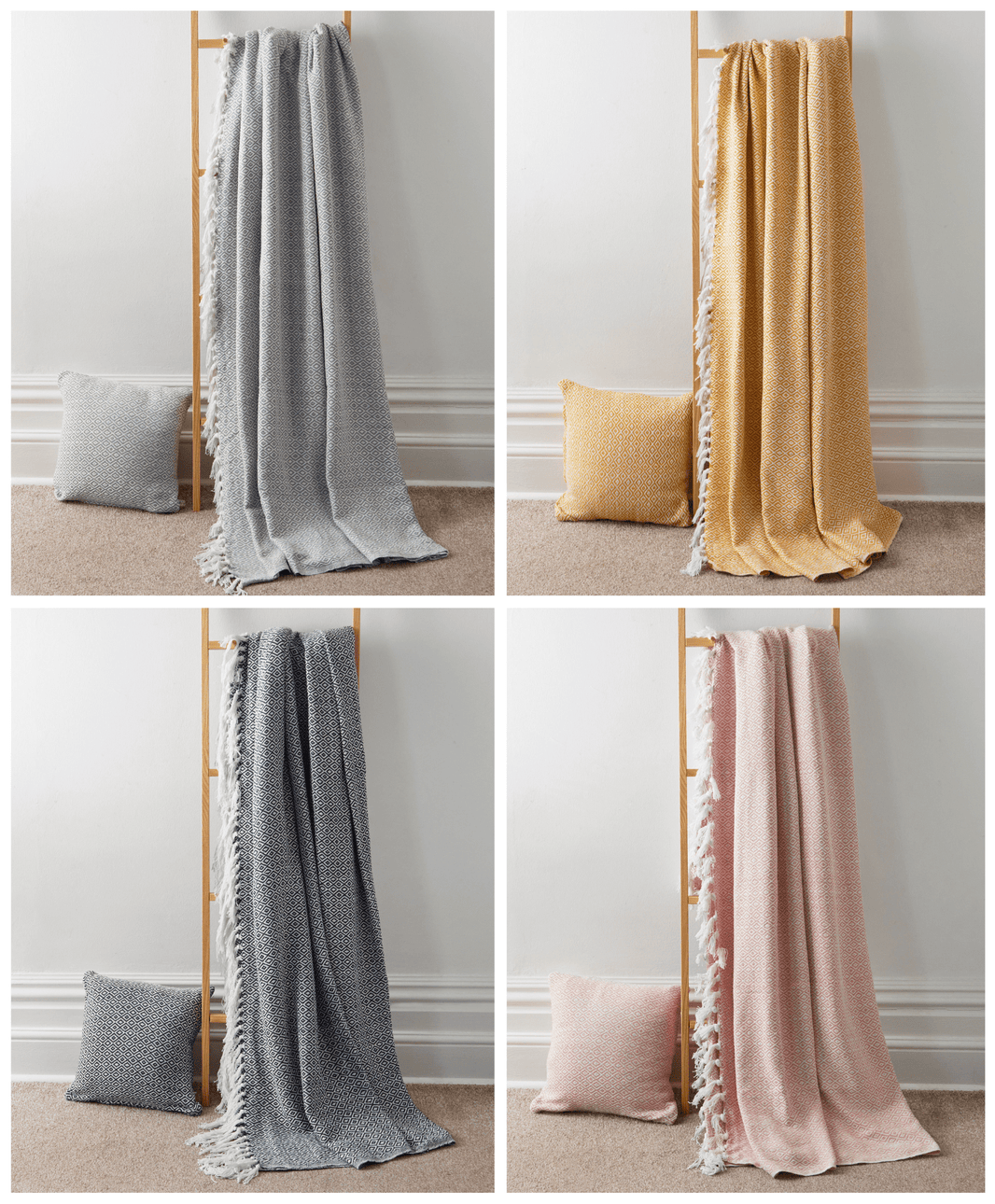 Regal Handwoven Pure Cotton Throw Blanket with Diamond Geometric Pattern Eco-Friendly Durable Bedspread Sofa Cover in Multiple Sizes by OLIVIA ROCCO Throw