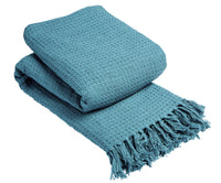 Lisbon Pure Indian Cotton Handwoven Honeycomb Throw Blanket Luxurious Soft Lightweight Easycare Cover for Sofa Bed or Living Room Available in 10 Colours and Sizes by OLIVIA ROCCO Throw
