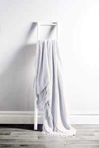 Lisbon Pure Indian Cotton Handwoven Honeycomb Throw Blanket Luxurious Soft Lightweight Easycare Cover for Sofa Bed or Living Room Available in 10 Colours and Sizes by OLIVIA ROCCO 127 x 152 cm / WHITE Throw