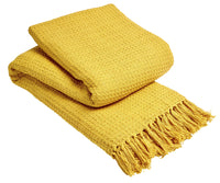 Lisbon Pure Indian Cotton Handwoven Honeycomb Throw Blanket Luxurious Soft Lightweight Easycare Cover for Sofa Bed or Living Room Available in 10 Colours and Sizes by OLIVIA ROCCO Throw