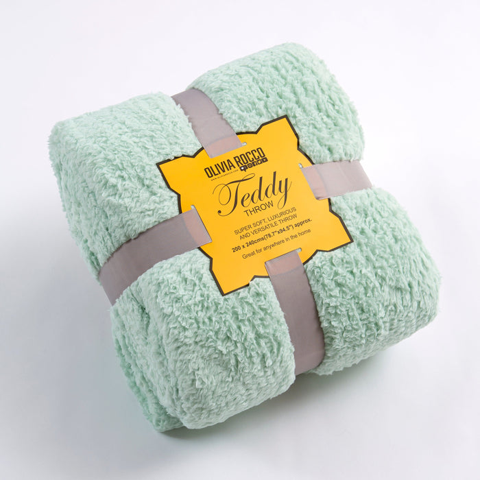 Oversized Fluffy Huggable Teddy Throw Blanket Super Soft Faux Fur Fleece for Sofa or Bed Luxurious Comfort and Warmth in Stylish Colours by OLIVIA ROCCO 130 x 180 cm / DUCKEGG Throw
