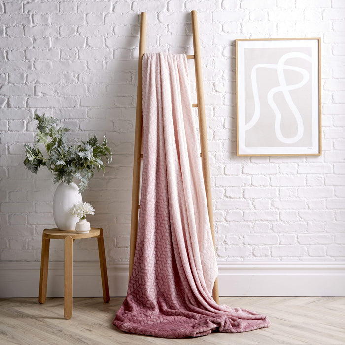 Chevron Ombre Effect Luxurious Oversized Throw Blanket Chunky Soft Fleece for Sofa or Bed All-Season Comfort in Calming Colours by OLIVIA ROCCO 150 x 200 cm / PINK Throw