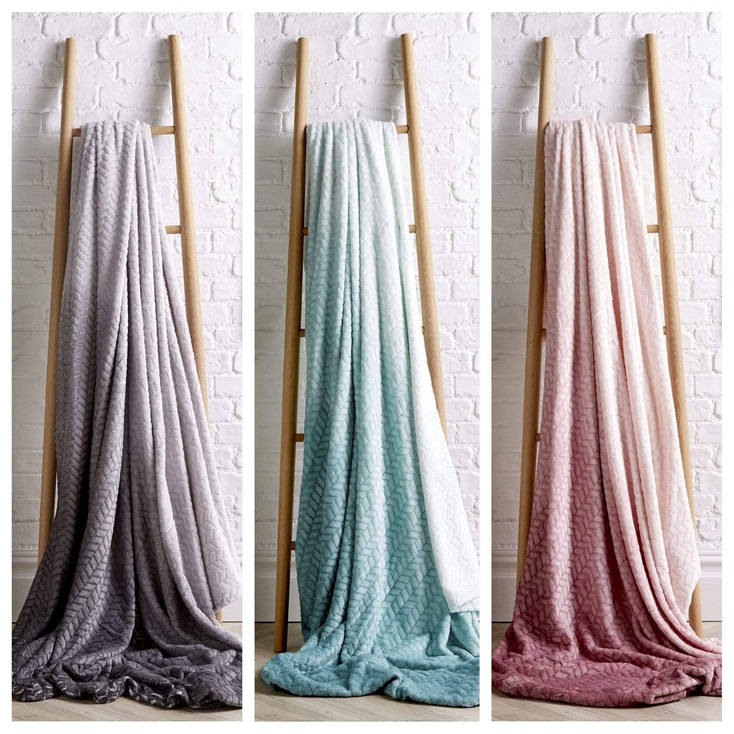 Chevron Ombre Effect Luxurious Oversized Throw Blanket Chunky Soft Fleece for Sofa or Bed All-Season Comfort in Calming Colours by OLIVIA ROCCO Throw