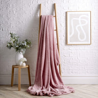 Oversized Chunky Soft Fleece Blanket Cloud Throw Faux Fur Polyester Blend Warm Stylish Home Decor Double King Beds Sofas by OLIVIA ROCCO 150 x 200 cm / BLUSH PINK Throw
