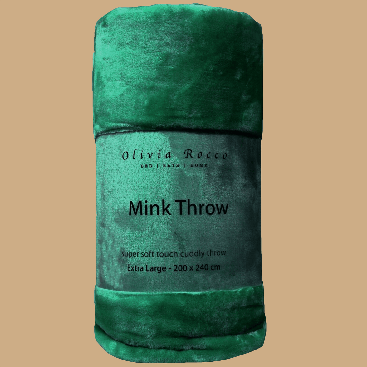 Mink Faux Fur Velvet Touch Extra Large Luxury Throw Blanket Soft Warm and Calming Colours for Bed & Sofa by OLIVIA ROCCO 150 x 200 cm / EMERALD GREEN Throw