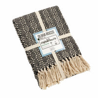 Casablanca Elegant Check Design Super Soft Lightweight Recycled Cotton Throw Blanket with Tassels Ideal for Sofa Bed or Chair Year-Round Use by OLIVIA ROCCO Throw