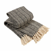 Casablanca Elegant Check Design Super Soft Lightweight Recycled Cotton Throw Blanket with Tassels Ideal for Sofa Bed or Chair Year-Round Use by OLIVIA ROCCO Throw