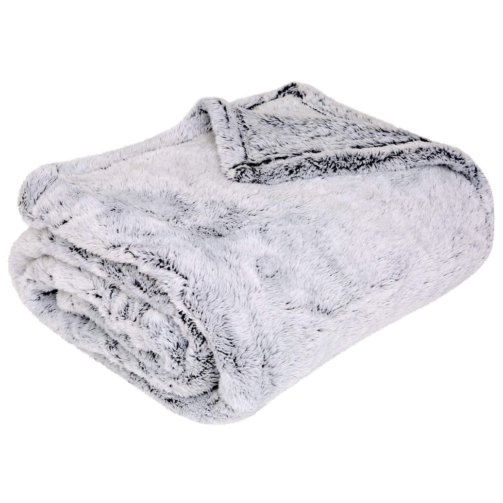 Oversized Grey Shimmer Super Soft Fleece Throw Blanket for Sofa Bed Home Decor Luxury by OLIVIA ROCCO Throw