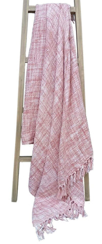 French Tonal Chenille Throw Luxuriously Soft Acrylic Blanket with Elegant Tassels for Sofa and Bed 130 x 170 cm by OLIVIA ROCCO PINK Throw