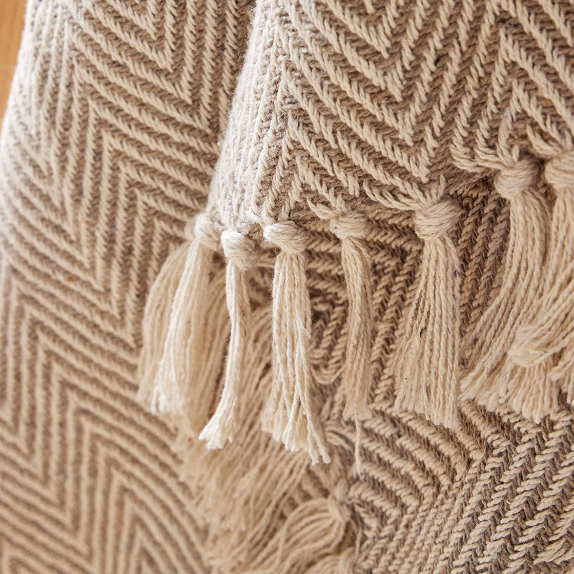 Tangier Super Soft Recycled Cotton Throw Blanket with Decorative Tassels Lightweight Cozy for Sofa Bed Chair Stylish Eco-Friendly by OLIVIA ROCCO Throw