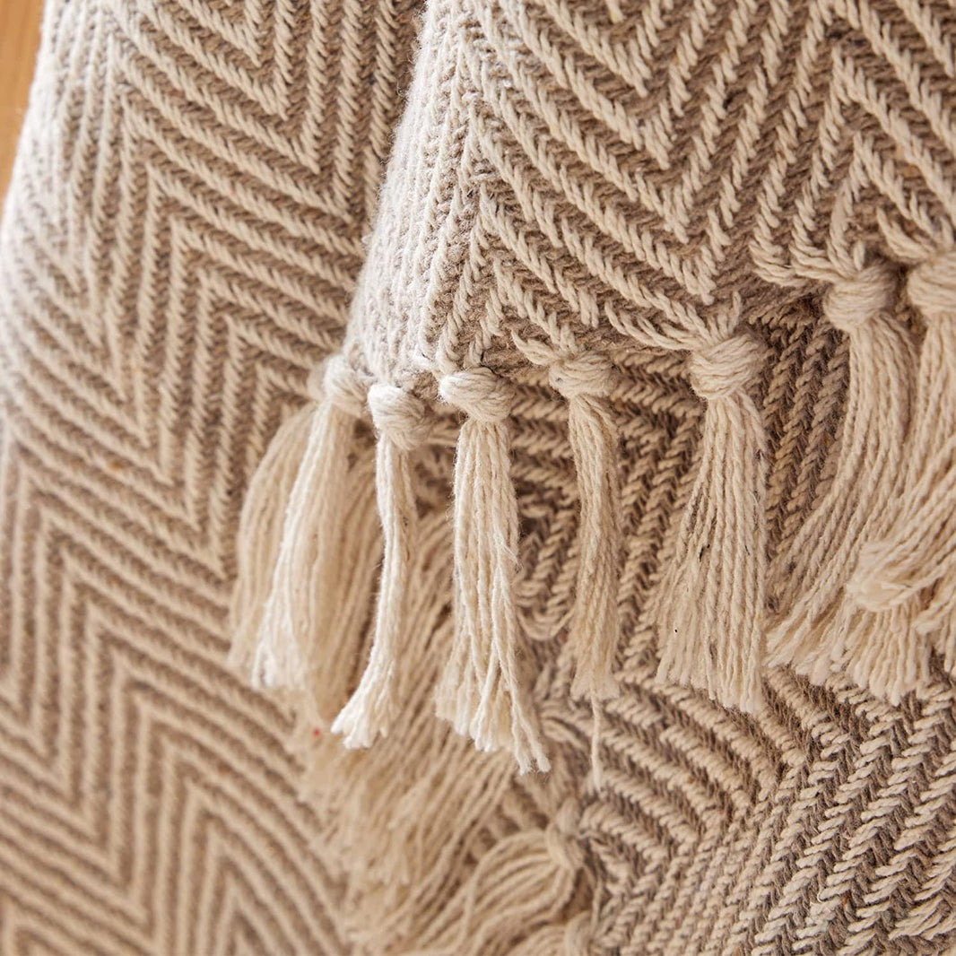 Tangier Super Soft Recycled Cotton Throw Blanket with Decorative Tassels Lightweight Cozy for Sofa Bed Chair Stylish Eco-Friendly by OLIVIA ROCCO Throw