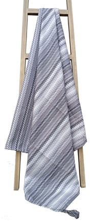 Mia Bohemian Throw Blanket with Tribal Striped Pattern and Tasselled Edges Soft Polyester for Sofas and Beds in Calming Colours by OLIVIA ROCCO THROW / SILVER Throw
