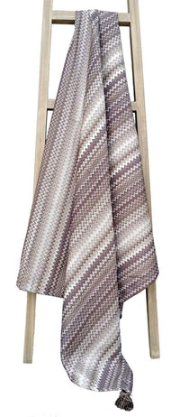 Mia Bohemian Throw Blanket with Tribal Striped Pattern and Tasselled Edges Soft Polyester for Sofas and Beds in Calming Colours by OLIVIA ROCCO THROW / NATURAL Throw