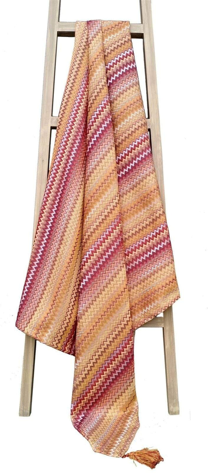 Mia Bohemian Throw Blanket with Tribal Striped Pattern and Tasselled Edges Soft Polyester for Sofas and Beds in Calming Colours by OLIVIA ROCCO THROW / OCHRE Throw