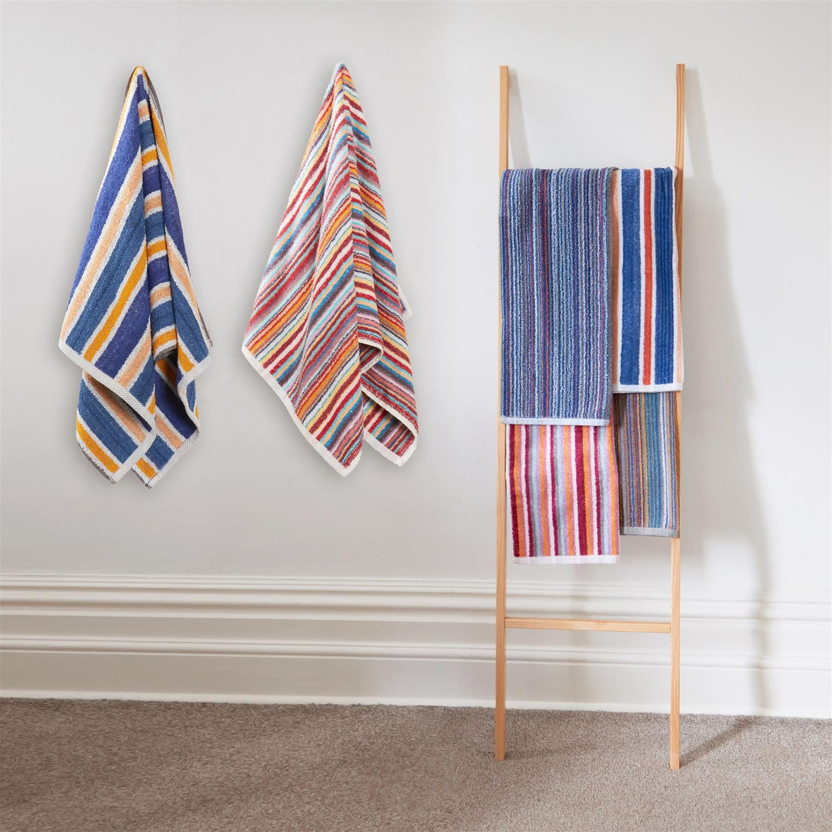 Set of 6 Eco-Friendly Striped Towels 100 Percent Recycled Cotton Quick Dry Absorbent for Gym Beach Travel Home Assorted Colours by OLIVIA ROCCO 6 HAND TOWEL Towels