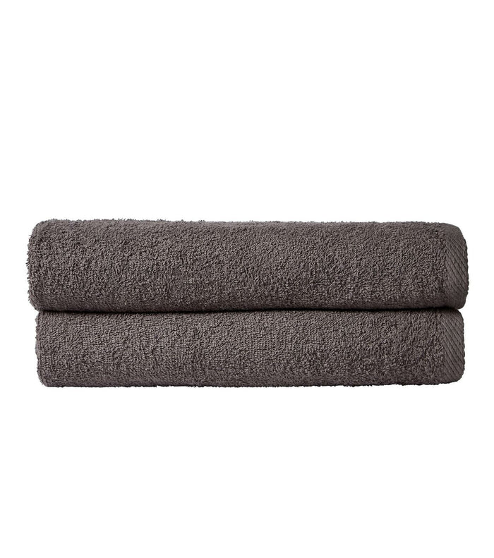 Pack of 2 Large Quick-Drying Lightweight Easycare Indus Valley Cotton Bath Sheets 80x140 cm for Home Travel Gym Holidays Multiple Colours by OLIVIA ROCCO CHARCOAL Towels