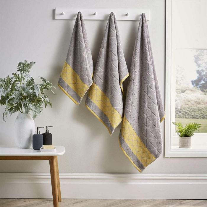 Inca Diamond Jacquard Luxury Soft Absorbent 600GSM Cotton Towels Bath Sheets Hand Towels Bath Towels Durable OEKO-TEX Certified Made in England by OLIVIA ROCCO HAND TOWEL / GREY / OCHRE Towels
