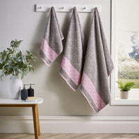 Inca Diamond Jacquard Luxury Soft Absorbent 600GSM Cotton Towels Bath Sheets Hand Towels Bath Towels Durable OEKO-TEX Certified Made in England by OLIVIA ROCCO HAND TOWEL / GREY / PINK Towels