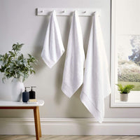 Bamboo Cotton Luxury 600GSM Eco-Friendly Bath Towels Highly Absorbent Durable and Soft Bathroom Essentials in Elegant Colours Designed in England by OLIVIA ROCCO HAND TOWEL / WHITE Towels