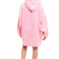 Oversized Grey & Pink Hooded Plush Fleece With Reversible Sherpa Blanket OLIVIA ROCCO Hooded Blanket