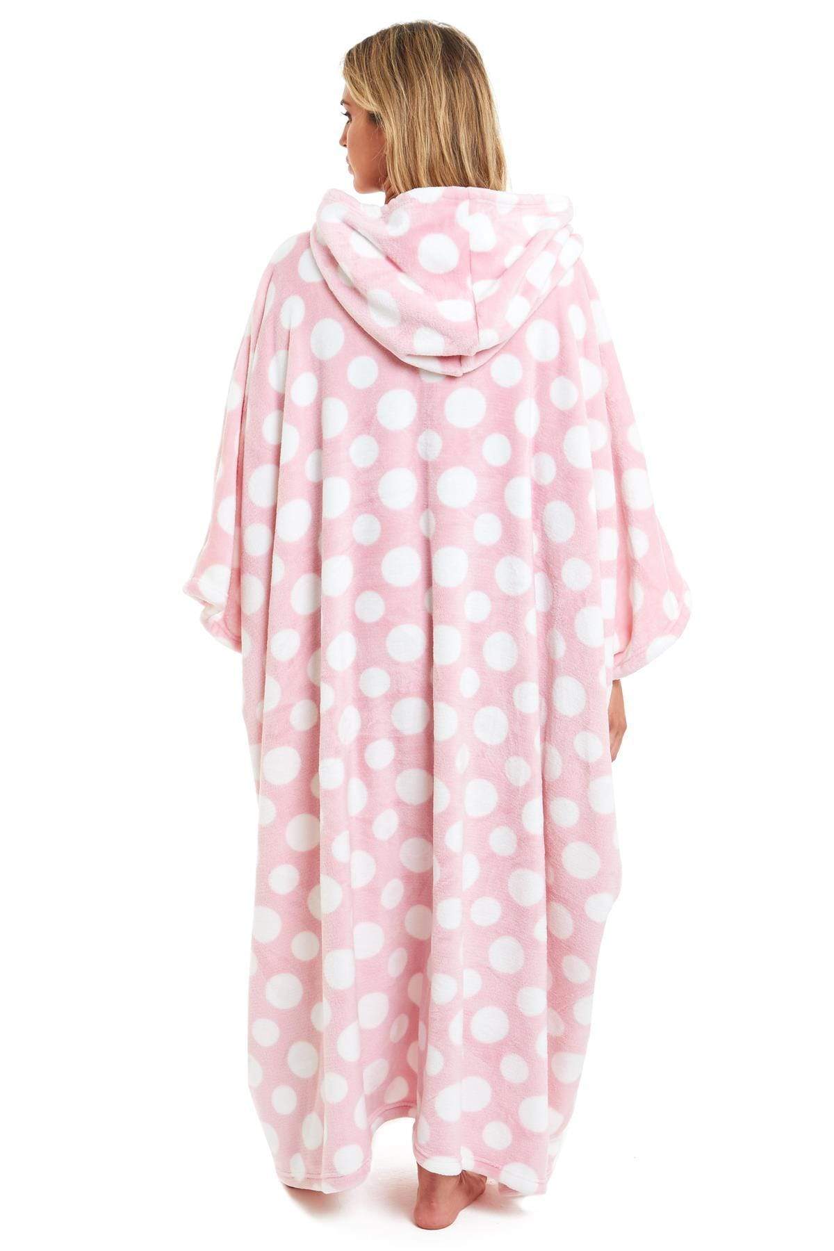 Oversized Hooded Fleece Poncho Blanket with Stars and Polka Dots Plush Wearable Blanket with Front Pocket for Adults Indoor Outdoor by Daisy Dreamer Hooded Blanket