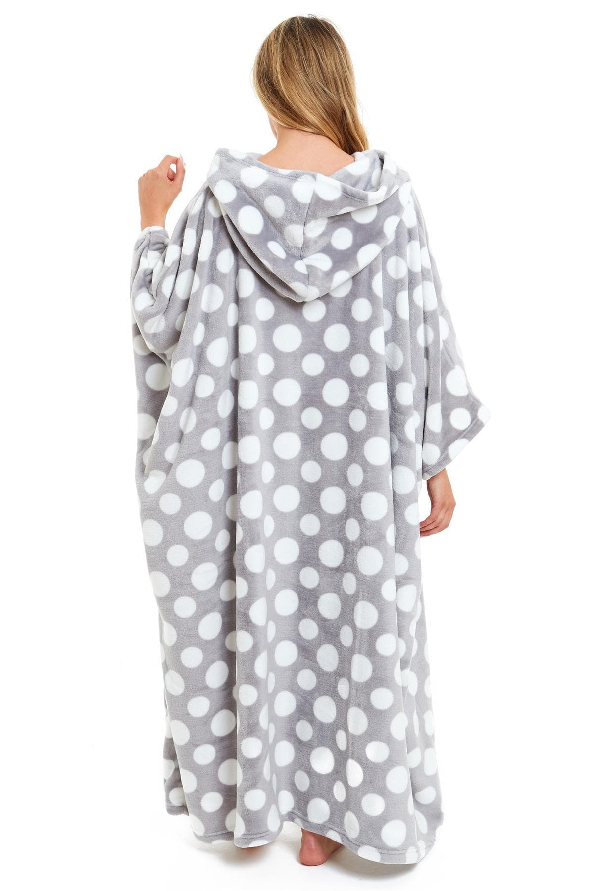 Oversized Hooded Fleece Poncho Blanket with Stars and Polka Dots Plush Wearable Blanket with Front Pocket for Adults Indoor Outdoor by Daisy Dreamer Hooded Blanket