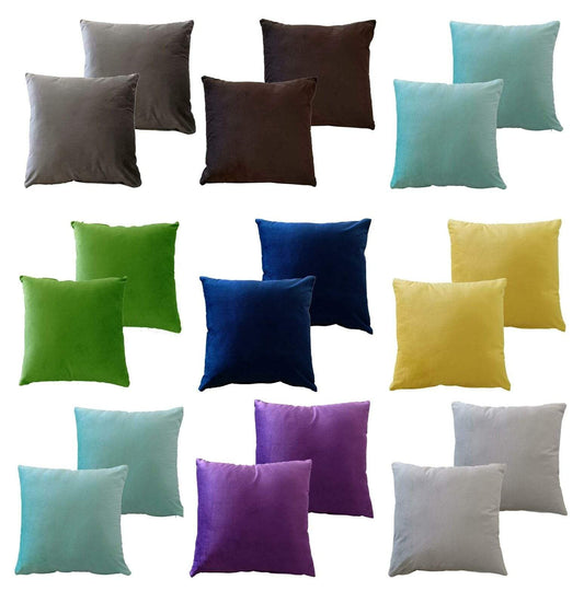 Pack of 2 Ultra-Soft Matte Velvet Cushion Covers 17x17 Inch Decorative Pillow Cases for Home Garden Decor Charcoal Silver Green Duck Egg by OLIVIA ROCCO Cushions