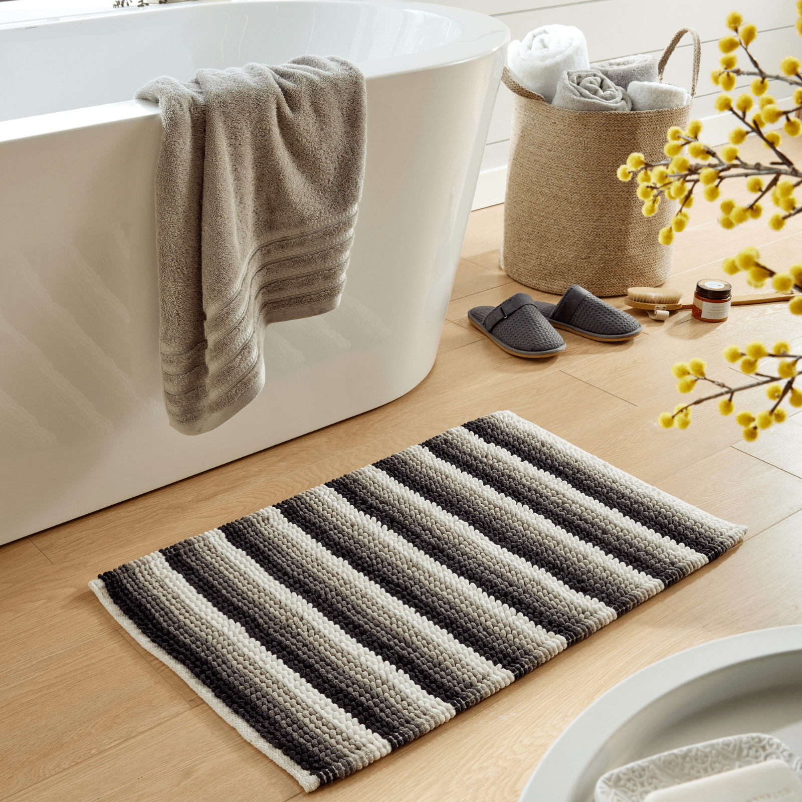 Padstow Stripe Bathmat, Super Soft & Absorbent Bath Mats OLIVIA ROCCO Bath Mat