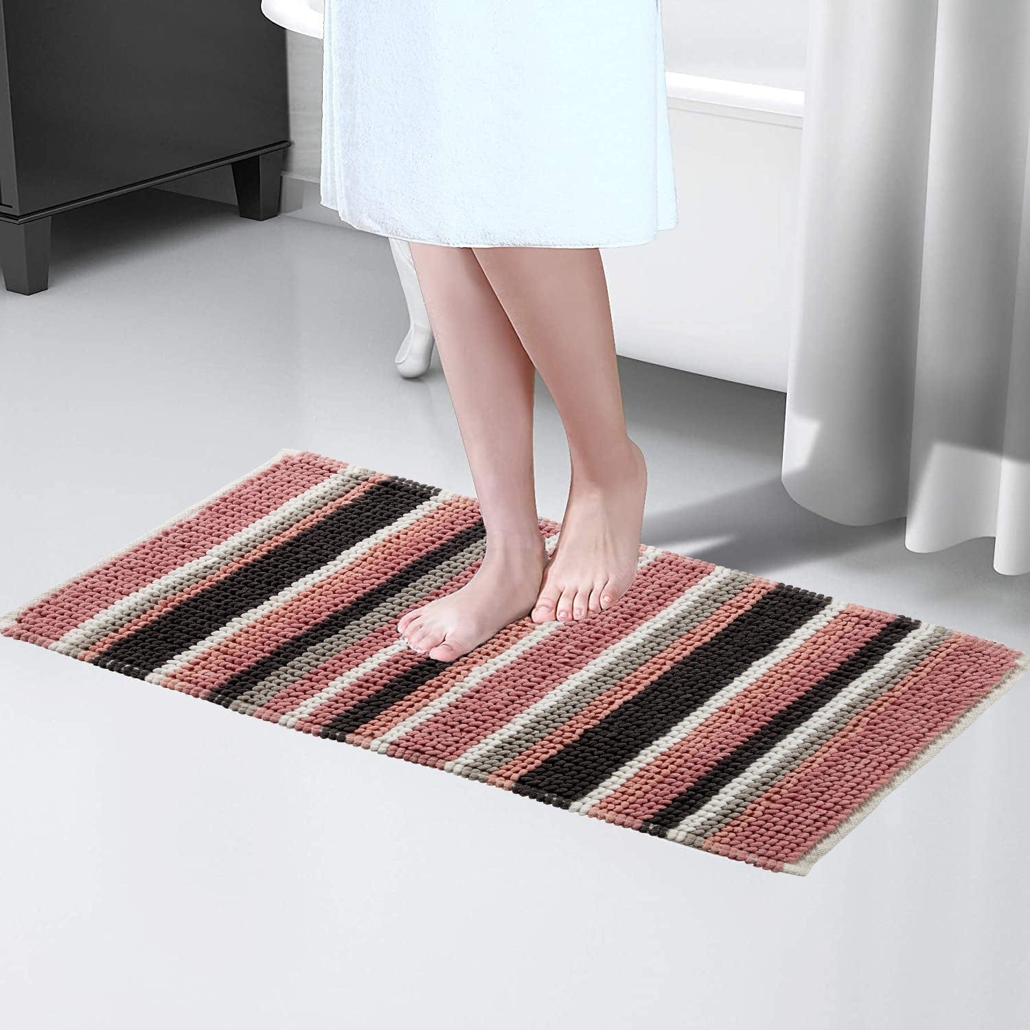 Super Soft Padstow Stripe Bathmat, Super Absorbent Bath Mats OLIVIA ROCCO Bath Mat