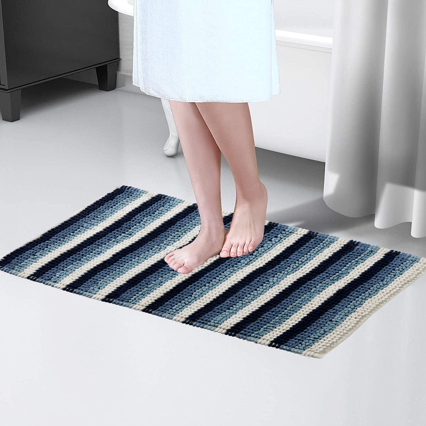 Super Soft Padstow Stripe Bathmat, Super Absorbent Bath Mats OLIVIA ROCCO Bath Mat