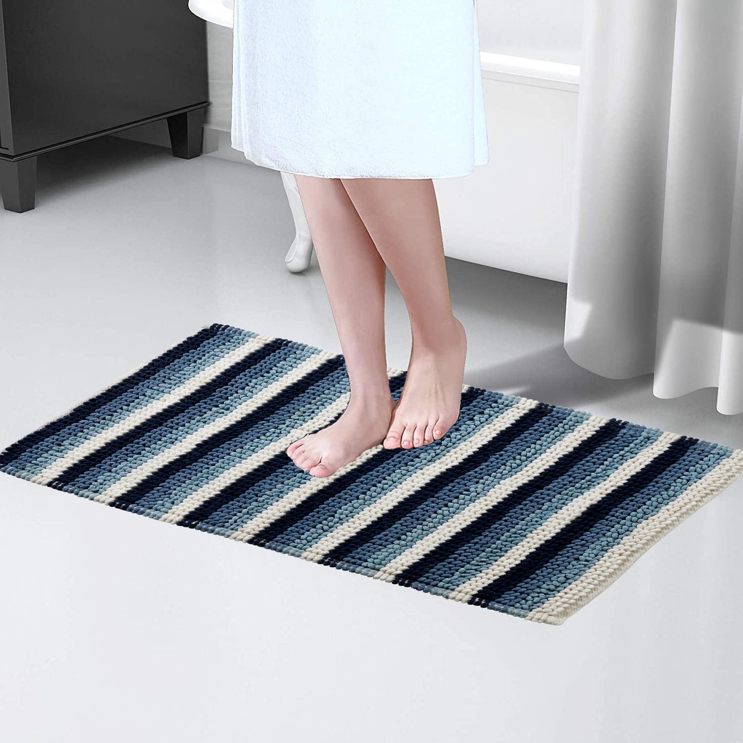 Super Soft Padstow Stripe Bathmat, Super Absorbent Bath Mats OLIVIA ROCCO Bath Mat