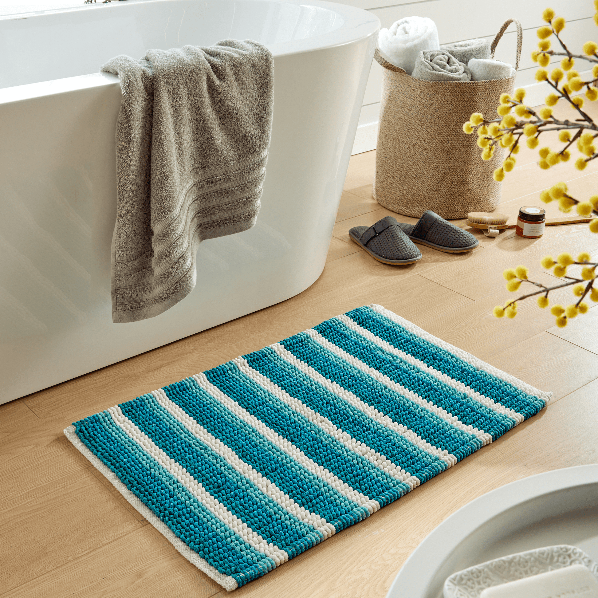 Super Soft Padstow Stripe Bathmat, Super Absorbent Bath Mats OLIVIA ROCCO Bath Mat