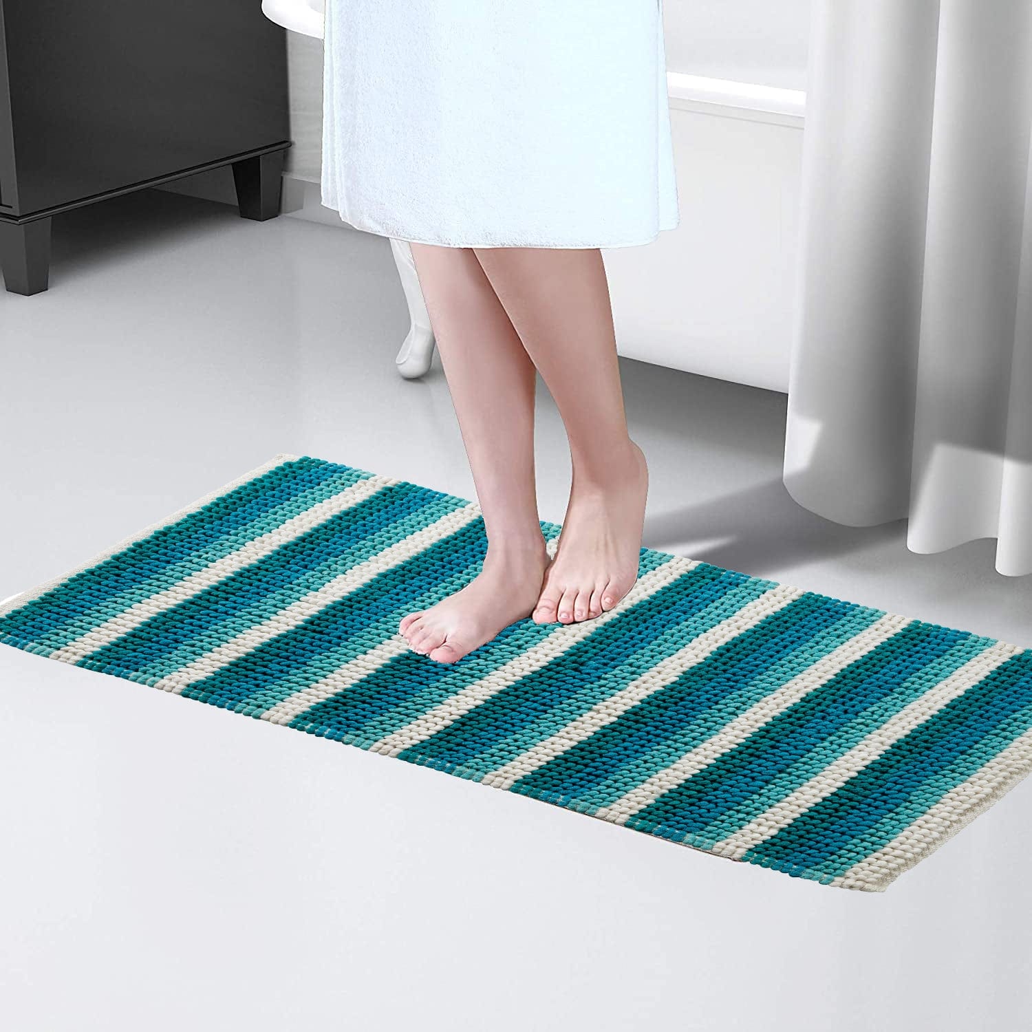 Super Soft Padstow Stripe Bathmat, Super Absorbent Bath Mats OLIVIA ROCCO Bath Mat